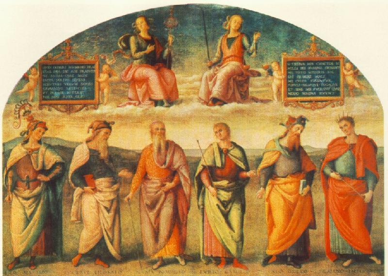PERUGINO, Pietro Prudence and Justice with Six Antique Wisemen oil painting image
